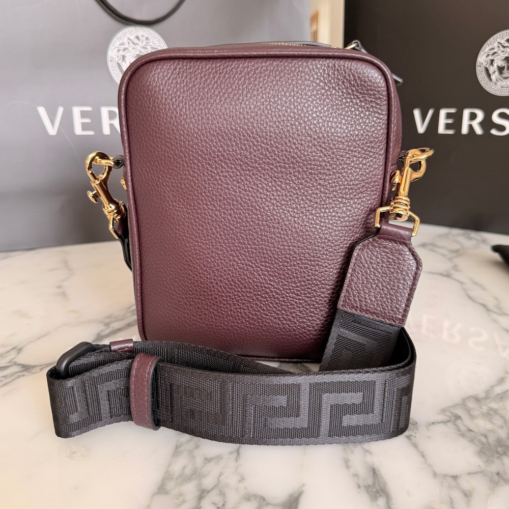 Versace Crossbody Bag Vitello Granato Garnet Oro Medusa Biggie 1002885 Bag - Picture 10 of 16